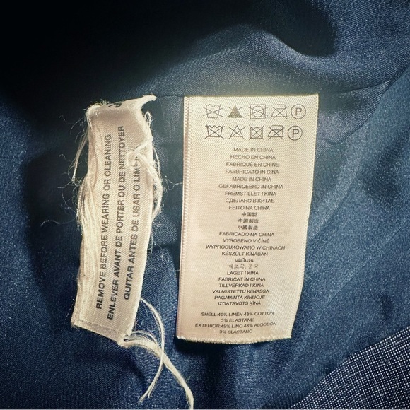 MICHAEL Michael Kors Linen-Blend Collared Longline Vest in Indigo Blue Size 6 - Picture 8 of 12